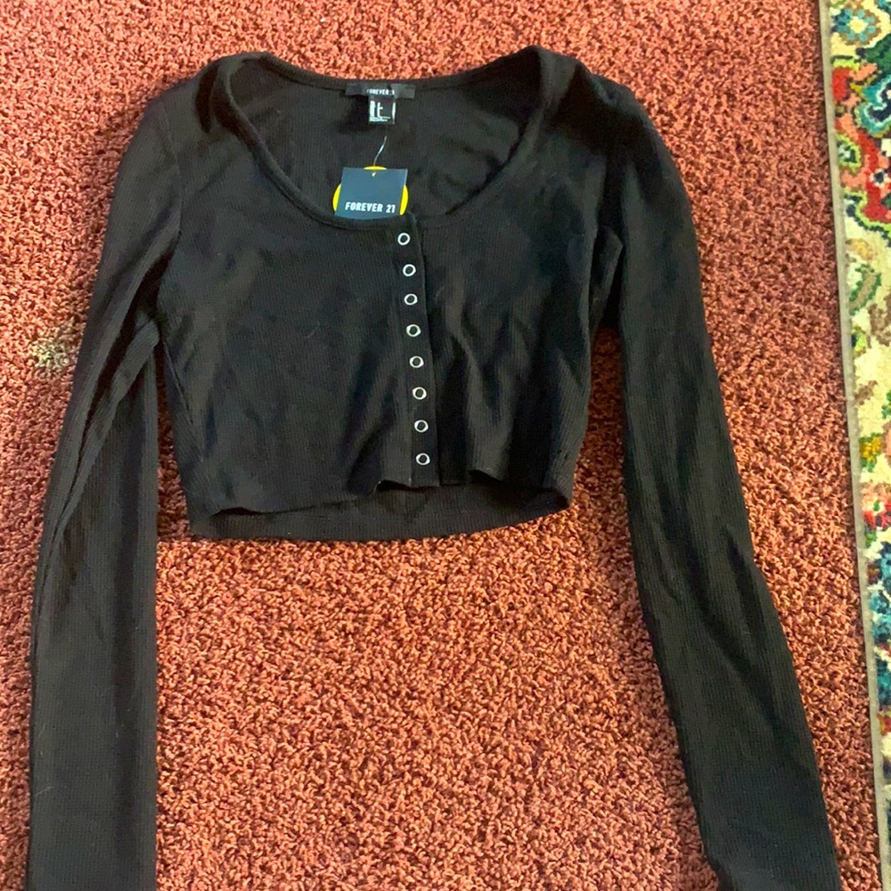 Forever 21 Knit Black Crop Top - With Tags - S